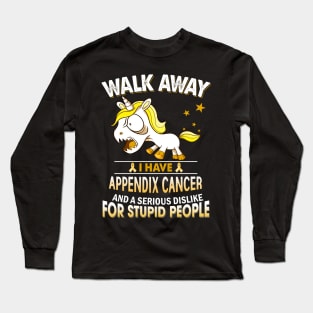 funny appendix cancer grumpy unicorn warrior Long Sleeve T-Shirt